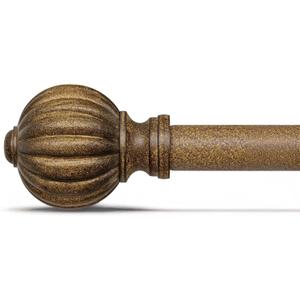 Antiqued Bronze Curtain Rods for Windows 72 to 144 Inch, 1'' Adjustable Heavy Duty Curtain RodVintage Decorative Drapery Rods with Pumpkin Finials for Bedroom Living Room