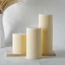 3 x Conelist Ribbed Pillar Candles Set of 3, Width 3" High 4" 6" 8" Large Soy Wax Orchids Scented Pillar Candles Aesthetic Ribbed Modern Home Decor for Bathroom Living Room(Cream)