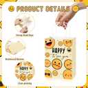 Kolldenn 25 Pcs Happy to See You Gift Bags with Handles Yellow Smile Face Favor Bags Bulk Welcome Guest Gifts Funny Happy Face Party Supplies for First Birthday Baby Shower Party Decorations, 1 Count