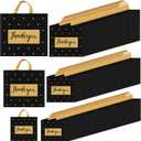 Gueevin 200 Pcs Thanks Bags with Handle Bulk Thank You Merchandise Bags 3 Size Plastic Packet Retail Shopping Package for Boutique 9 x 12'', 12 x 14'', 13 x 15''(Black and Gold)