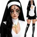 Yinxiang Jie Nun Horror Face Stickers, Clothing Accessories,  Decoration, Headwear Collar, Cross Pendant Necklace, Knee High Socks, Halloween Role-Playing Party