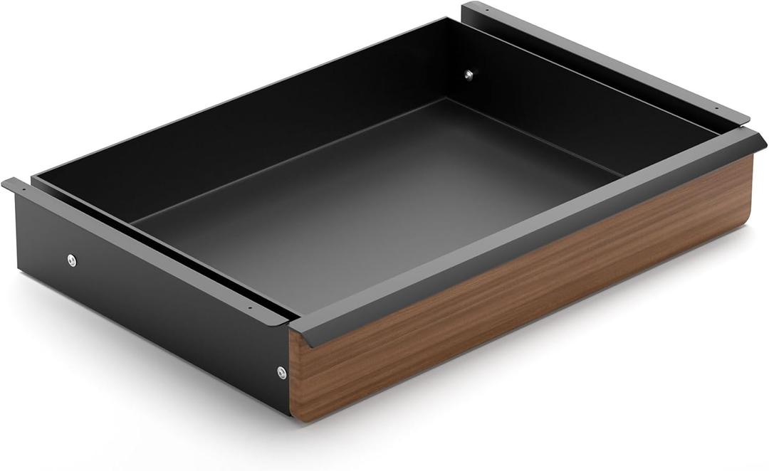 Under Desk Drawer, Solid Walnut Wood Panel Sturdy Ball Bearing Slides, Easy Under-Desk Mount, Integrated Handle, Desktop Organizer for Office & Home Workstation