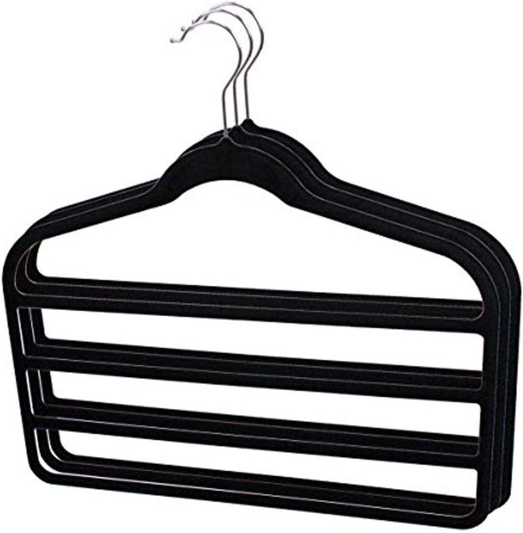 Home Basics Pant Hangers for Closet (Pack of 3), Black Velvet Pants Closet Hanger for Jeans, Slacks, Shorts, and Skirts | Velvet Hangers Non-Slip