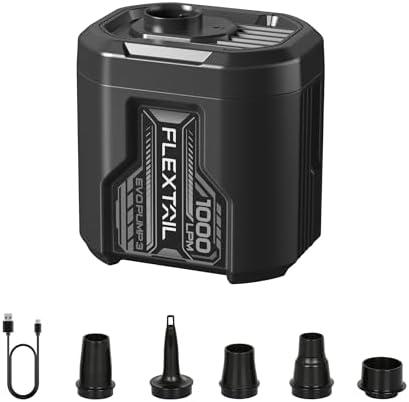 FLEXTAILGEAR 5KPa Air Mattress Pump,1000L/min Ultra Large Air Flow Air Pump for Inflatables, Rechargeable Inflatable Bed Pumps -Electric Air Pump for Kayaking Air Beds Sleeping Pads Pool Floats (Black)
