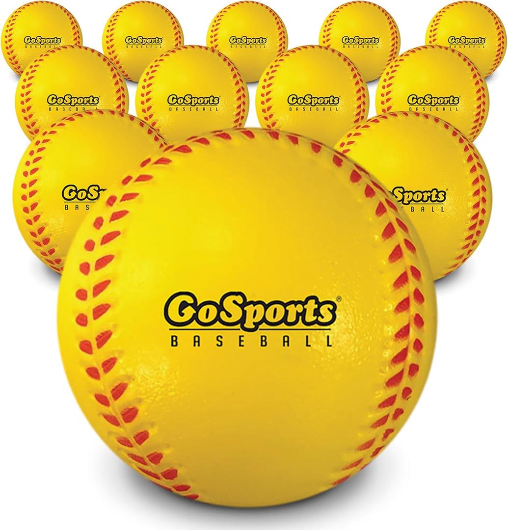 GoSports Foam Training Baseball 12 Pack - Regulation Size Foam Baseballs for Soft & Safe Throwing, Catching and Batting Practice