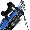 PGA Tour Youth Golf Club Set – 10-Piece Right-Handed Kids Golf Set for Ages 8-12 (4’8”-5’2”) – Beginner Junior Golf Clubs with Lightweight Stand Bag, Mallet Putter, Hybrid, Driver & More by Golfgen (Right Handed)