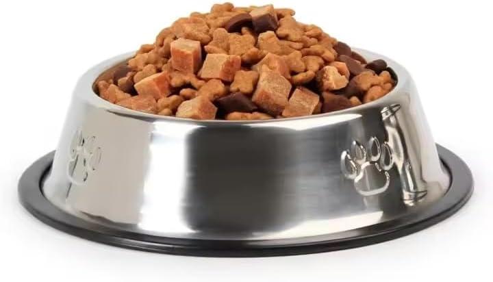 Stainless Steel Non-Skid Pet Dog Water and Food Bowl, 2-Pack (10 x 2.8 Inches), Each Holds Up to 4 Cups