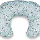 Nursing Pillow for Breastfeeding & Bottle Feeding - Ergonomic C-Shape Design with Breathable Filling & Removable Washable Cover, Supports 0-12 Months (Feeding, Tummy Time, Sitting) (Flowers Green)