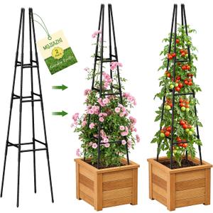 Garden Obelisk Trellis for Climbing Plants Outdoor, 63 Inch Height Adjustable Gardening Trellis, Steel Plastic Coated Plant Support for Indoor & Outdoor Multiple Climbing Plants(1PCS)