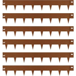 Worth Garden 6-Pack 6" H. Corten Steel Landscape Lawn Edging (20Ft Total) - Rust Patina Finish 18-Gauge Bendable Metal Strips - Hammer-in Edging Border - Buckle Connection - Yard Pathway Divider