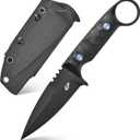 Eafengrow EF152 Fixed Blade Knife K110 Steel Blade G10 Handle Full Tang EDC Tool Knife for Outdoor Working Camping Hiking (black)