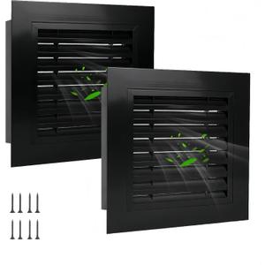2pcs 14" x 14" Premium Aluminum Gable Vents with Screen, Paintable Design -Ideal for Attic and Shed Ventilation, Vent Opening 12"x12" (Black 14" x 14"-2 Pack)