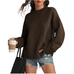 ATHMILE Sweaters for Women 2025 Fall Fashion Outfits Long Sleeve Loose Casual Crewneck Ribbed Knit Pullover Winter Clothes. Size M