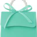 Motoeye 10PCS Green Pearl Paper Gift Boxes with Ribbon, Elegant Wedding Favor Boxes for Bridesmaid Gifts, Bridal Shower, Baby Shower, Birthday Party and Special Occasions, L