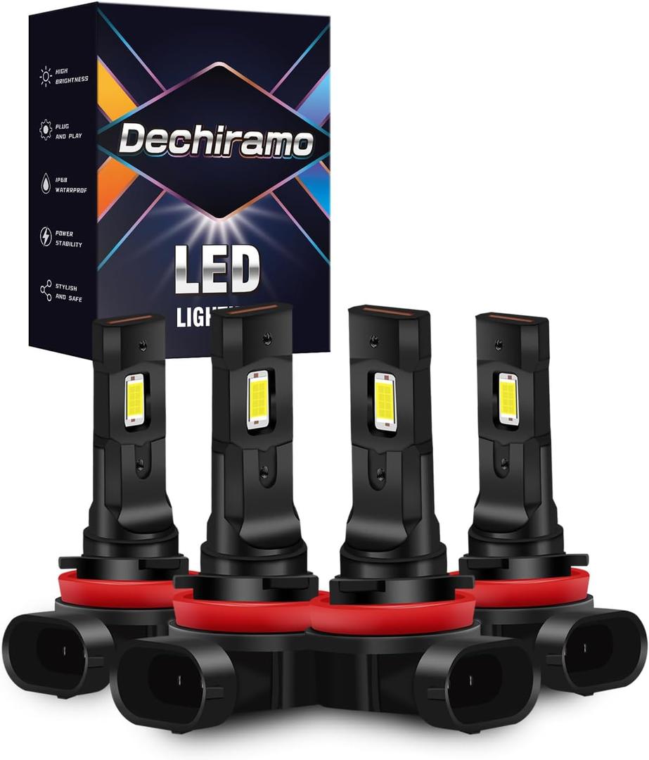 Compatible For 2006 2007 2008 2009 2010 2011 2012 2013 Chevy Impala High Beam Low Beam bulbs Combo, 500% Brightness 6000K White Light,Car interior light bulb(Pack of 4)