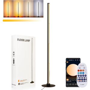 PMS 63 Modern Metal Floor Lamp, Warm to White Color Changing Standing Lamp, Stepless Dimmable Brightness Corner Lamp with APP & Remote Control for Living Room, Bedroom, Office