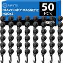 E BAVITE Swivel Swing Black Magnetic Hooks,30LBS Powerful Strong Neodymium Rare Earth Magnet Hook. Perfect for Refrigerator, Kitchen and Other Surfaces, Pack of 50