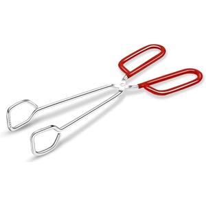 Hiash 10-Inch Heavy Duty Stainless Steel Kitchen Tongs - Non-Slip Comfortable Red Grip, Scissor Design, Heat Resistant for BBQ and Cooking, 