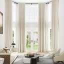 Hokibero Extra Long Chocolate Curtains 168 inches Long for Living Room Back Tab Neutral Cotton Sheer Linen Curtains 168 inch Length for High Ceiling Tall Floor Window Curtain 14FT(Linen 1 Panel)