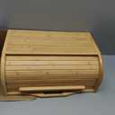 Large bread box bread basket wooden box storage boxes kitchen counter organizer, roll top breadbox. bread boxes for kitchen countertop. Bamboo wooden boxes. (Natural), 7 x 17.5 x 11 inches