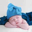 Newborn Hospital Hats Beanie Bow Infant Caps Baby Cotton Cloth Turban Toddler Rabbit Ear Hat for 0-6 Months (US, Age, 0 Months, 6 Months, Yellow+Pink+Blue+Khaki+White) (M)