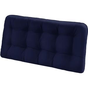 Tufted Bench Cushions for Outdoor Furniture, 44" x 19" Porch Swing Cushions Filled with Foam, Overstuffed Patio Cushions for Bench Loveseat with 2-3 Seats,Thick and Water Resistant, Navy