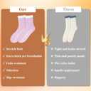 Fuzzy Socks with Grips for Women, Warm Plush Slipper Soft Socks for Winter Indoor Comfort, Cozy Gift (Pink & White & Blue)