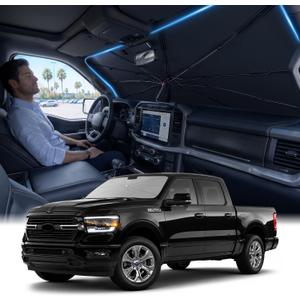 Zanch Windshield Sun Shade Umbrella: Custom Fit for F150 2020-2026 [Interior Protection, Up to 75 Cooler] Reflective Heat Shield, Sturdy Frame, No Sag, No Scratches, Foldable Front Sunshade Umbrella