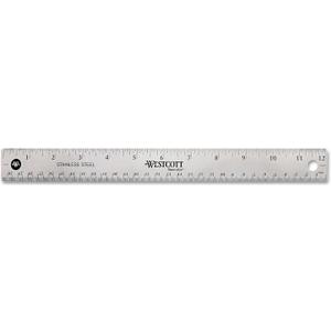 Westcott Stainless Steel Ruler Set with Non-Slip Cork Backing, Easy to Read Etched Markings, Flexible and Sturdy Design, for Crafting, Office, Classroom, Back to School Supplies, 12-Inch