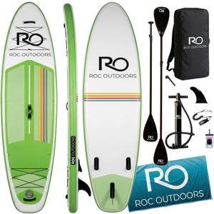 Roc Inflatable Stand Up Paddle Board 10' 6" with Premium SUP Paddle Board Accessories, Wide Stable Design, Non-Slip Comfort Deck for Youth & Adults (Canopy)
