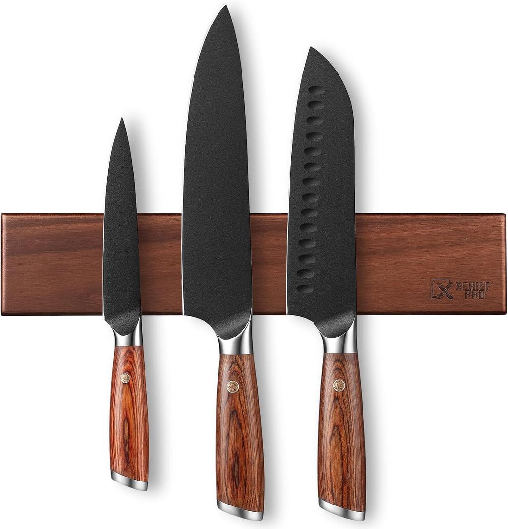 Kitchen Knife Set, 4 Pieces Japanese High Carbon Stainless Steel Chef Cooking Knife Set, Ultra Sharp Professional Chef Santoku Utility Knives (Black), 3.9"