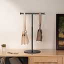 niffgaff T Bar Purse Display Stand Tabletop: Adjustable Height Handbag Holder, Countertop Hanging Rack for Long Necklace Scarf Lanyard, Black