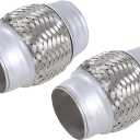 2PCS Exhaust Flex Pipe Stainless Steel Double Braid Long Heavy Duty 2 x 4'' inch w/Ends 4'' inch Long