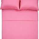 4 Piece Bed Sheet Set (Queen,Peach Pink) 1 Flat Sheet,1 Fitted Sheet and 2 Pillow Cases,Brushed Microfiber Luxury Bedding with Deep Pockets