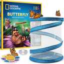 National Geographic Butterfly Growing Kit - Butterfly Habitat Kit with Voucher to Redeem 5 Caterpillars (S&H Not Included), Butterfly Cage, Feeder
