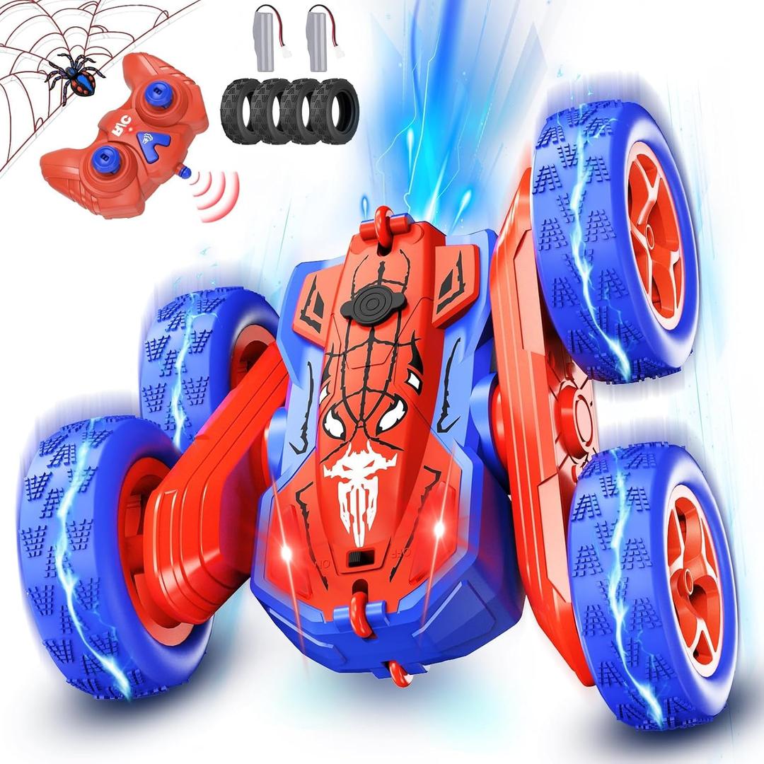 Spider Remote Control Car for Boys, RC Stunt Car with Light Spray, RC Cars Rechargeable Double Sided Driving 360 Flip Rotating Racing, Toys for Kids Age 4-6 6-8 8-12 Birthday Gifts