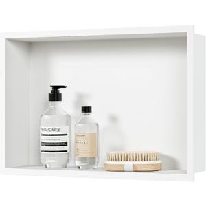 Neodrain Shower Niche, Insert Bathroom Storage Shower Shelf, Stainless Steel Recessed Wall Niche No Tiled Recessed Cabinet Waterproof for Shower Storage(White,18"x12"), 18X12In