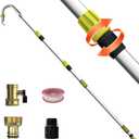 24FT Reach Gutter Cleaning Tool with 8-16FT Telescopic Pole, 360° Rotatable Duckbill Metal Head Gutter Cleaner with Shut Off Valve, Adjustable Leak-Proof Gutter Washing Tool for Garden Hose