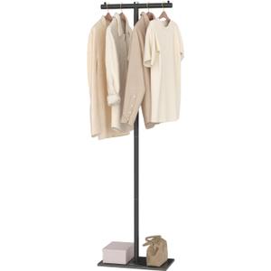 T-shaped Coat Rack Freestanding, Modern Clothes Rack with Rock Slab Base, Heavy-duty Metal Coat Tree for Boutiques, Hallway, Entryway, 68.9 Inches High, Black, GYJ001B