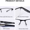 2 Pack Men's Bifocal Reading Glasses Clear Top Blue Light Blocking,Lightweight Rectangular Semi-Rimless Metal Frame TR90 Temples Readers,3.0x