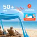 VEVOR Beach Tent Sun Shelter, UPF50+ Sun Protection, 6.6 ft Tall, 10 x 10 ft, Easy Pop Up Beach Canopy with Sandbags, Stability Poles, Sand Shovels, Portable Shade for Family, Camping, Fishing, Blue