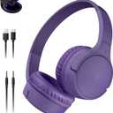 Belkin SoundForm Mini - Wireless Bluetooth Kids Headphones, 30H Battery, 85dB Safe Volume Limit, Built-in Microphone - Toddler On-Ear Earphones for iPhone, iPad - Ideal for School - Purple w/Case