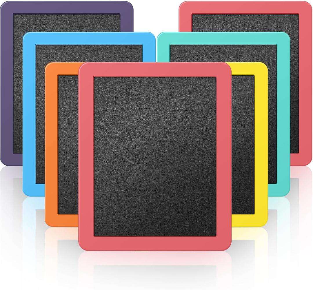 Chinco 6 Pack Wood Mini Chalkboard Signs with Frames Rainbow Color 5'' x 6'' Small Rectangle Reusable Chalkboards Chalk Party Favors for Kids Home Classroom Office Wedding Birthday Message Board Sign