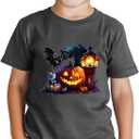 Pumpkin Shirt Toddler Halloween Shirt for Kids Boys Girls Halloween T-Shirts Ghost Clothes Short Sleeve Cotton Tee 2T-8Y