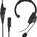 WODASEN Single Over-Ear Noise Cancelling Overhead Headset with Boom Mic PTT Radio Headphone for XPR3000 XPR3300 XPR3500 XPR3000e XPR3300e XPR3500e DEP550e DEP570e DP2400 DP2600 Walkie Talkie