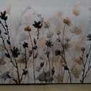 Framed Flower Canvas Wall Art Abstract Grey Cream Brown Wildflowers Canvas Pictures Landscape Artwork Canvas Prints for Home Living Room Bedroom Kitchen Office Wall Decor Ready to Hang 24"x 48"