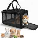 Pet Carrier for Medium-Small Cats, Collapsible Cat Carrier and Soft-Sided Pet Carrier for Medium Big Cats and Puppy Up to 17lbs, 2-Way Entry with Privacy Cover, Travel Bag L18.12”X11.81”X11.81”