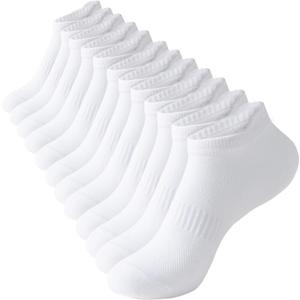 ACCFOD Womens Ankle Socks Athletic Running Low Cut Socks With Tab 6 Pairs (9-11, White)