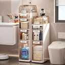Slim Bathroom Storage Cabinet with Drawers Narrow Waterproof Rolling Floor Organizer with Wheels, Space-Saving Gap Storage, No Assembly (4-Tier, 30.7" H)