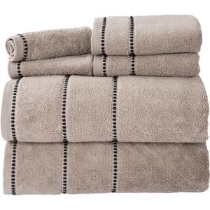 Lavish Home 6 Piece Bathroom Towels Set - 525GSM 100% Cotton Bathroom Essentials - 2 Bath Sheets, 2 Hand Towels, and 2 Wash Cloths for Bath, Shower, Gym, Spa, and Dorm Room (Taupe)